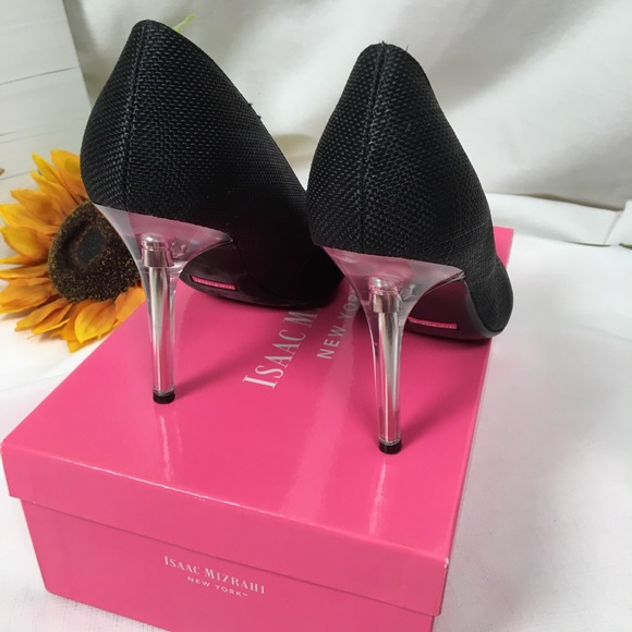 Isaac Mizrahi IsLeeza Textured Black Pumps with Clear Heel - Picture 7 of 15